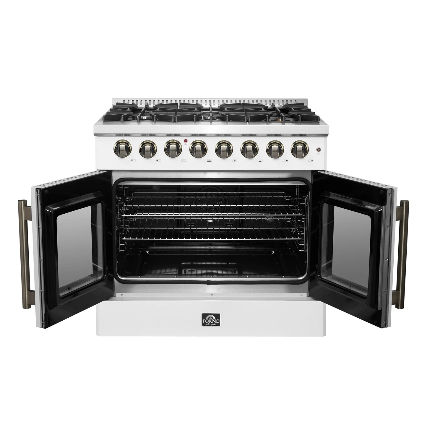 Forno Galiano 36-inch Freestanding French Door Dual Fuel Range White FORNO