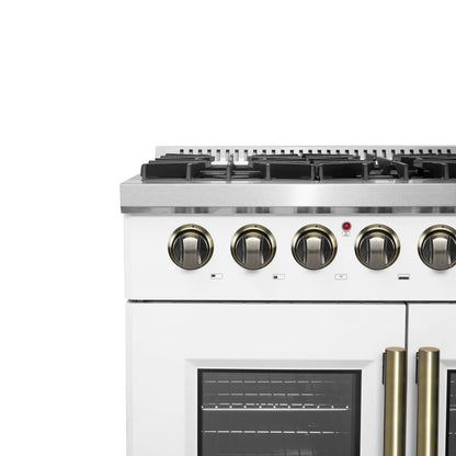 Forno Galiano 36-inch Freestanding French Door Dual Fuel Range White FORNO