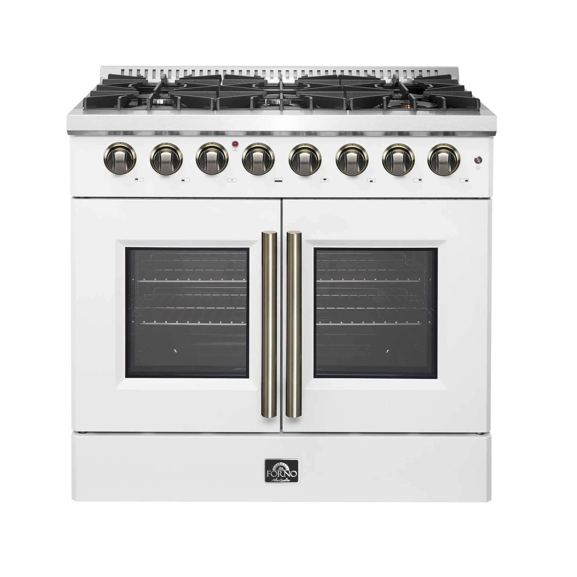 Forno Galiano 36-inch Freestanding French Door Dual Fuel Range White FORNO