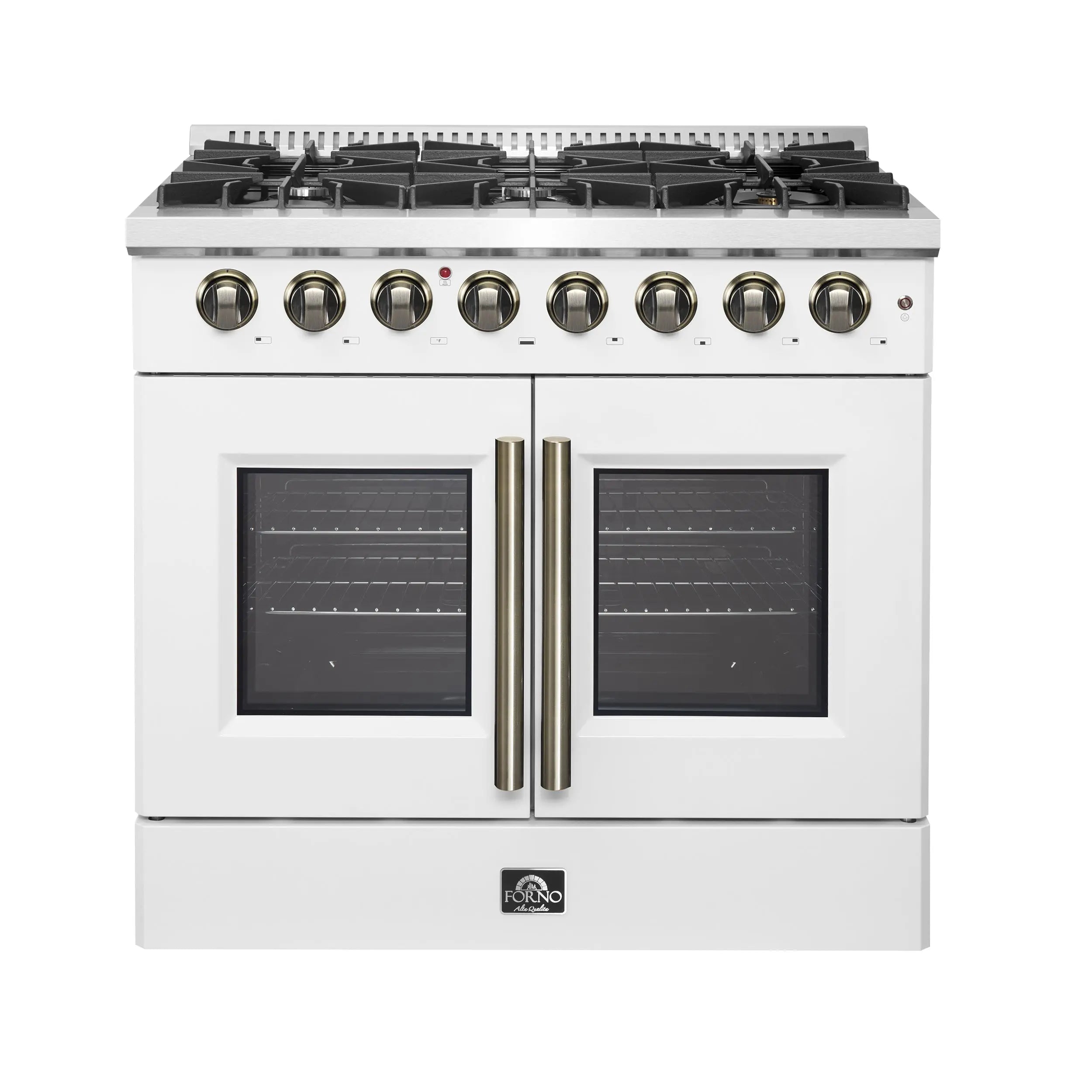 Forno Galiano 36-inch Freestanding French Door Dual Fuel Range White FORNO
