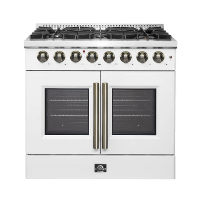Forno Galiano 36-inch Freestanding French Door Dual Fuel Range White FORNO