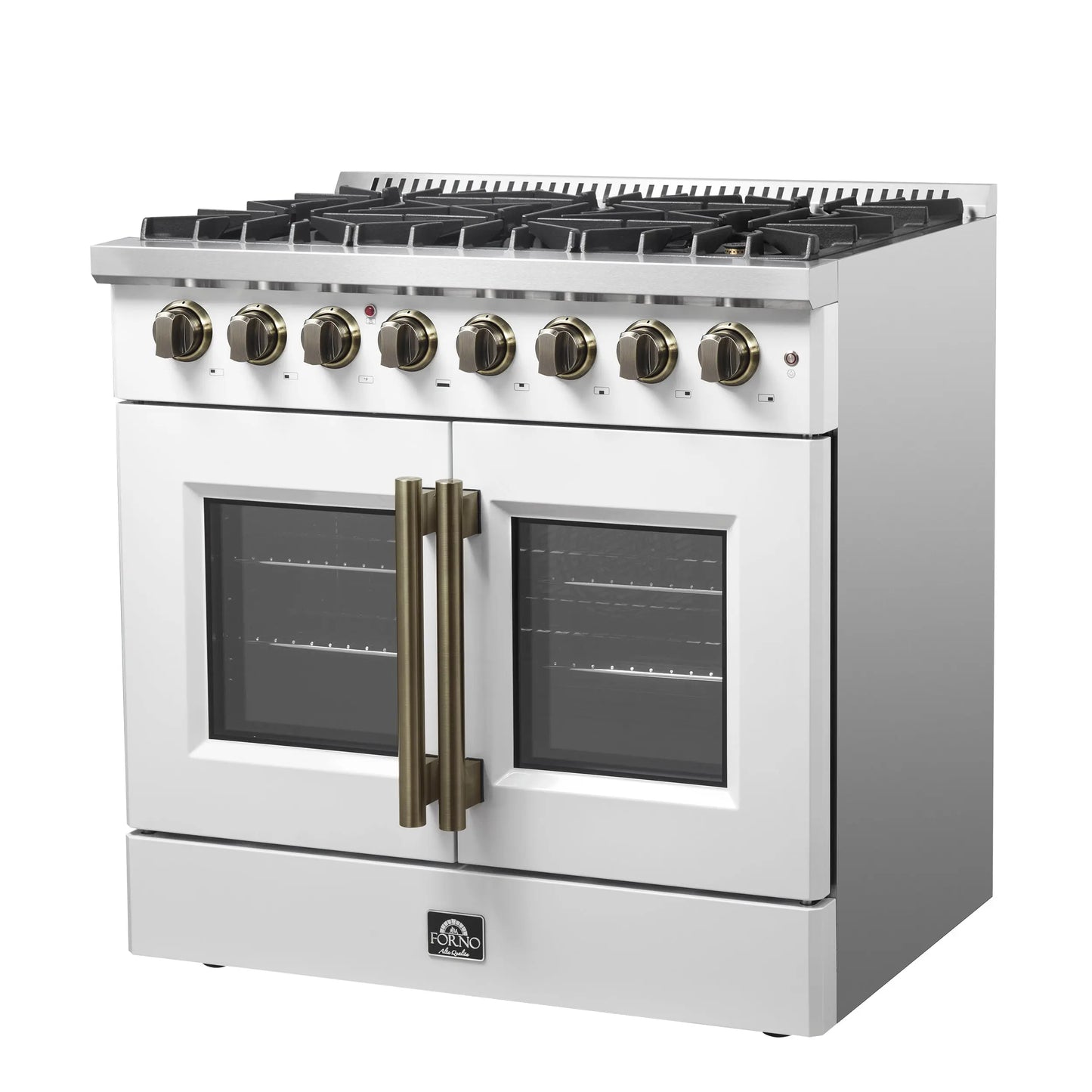 Forno Galiano 36-inch Freestanding French Door Dual Fuel Range White FORNO