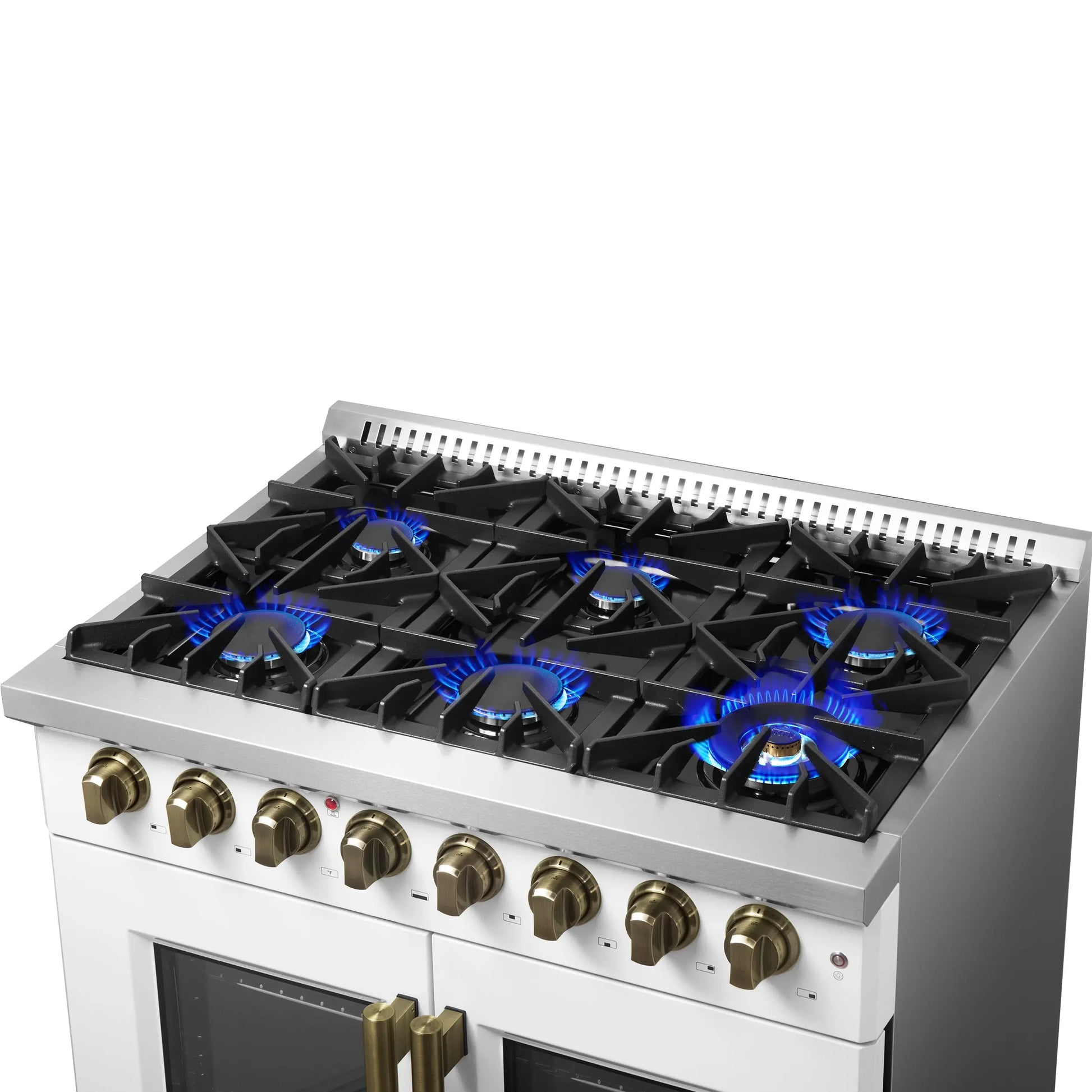 Forno Galiano 36-inch Freestanding French Door Dual Fuel Range White FORNO
