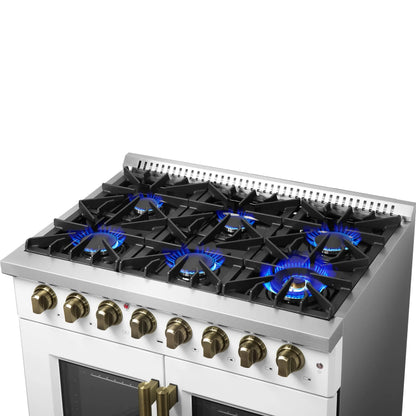 Forno Galiano 36-inch Freestanding French Door Dual Fuel Range White FORNO