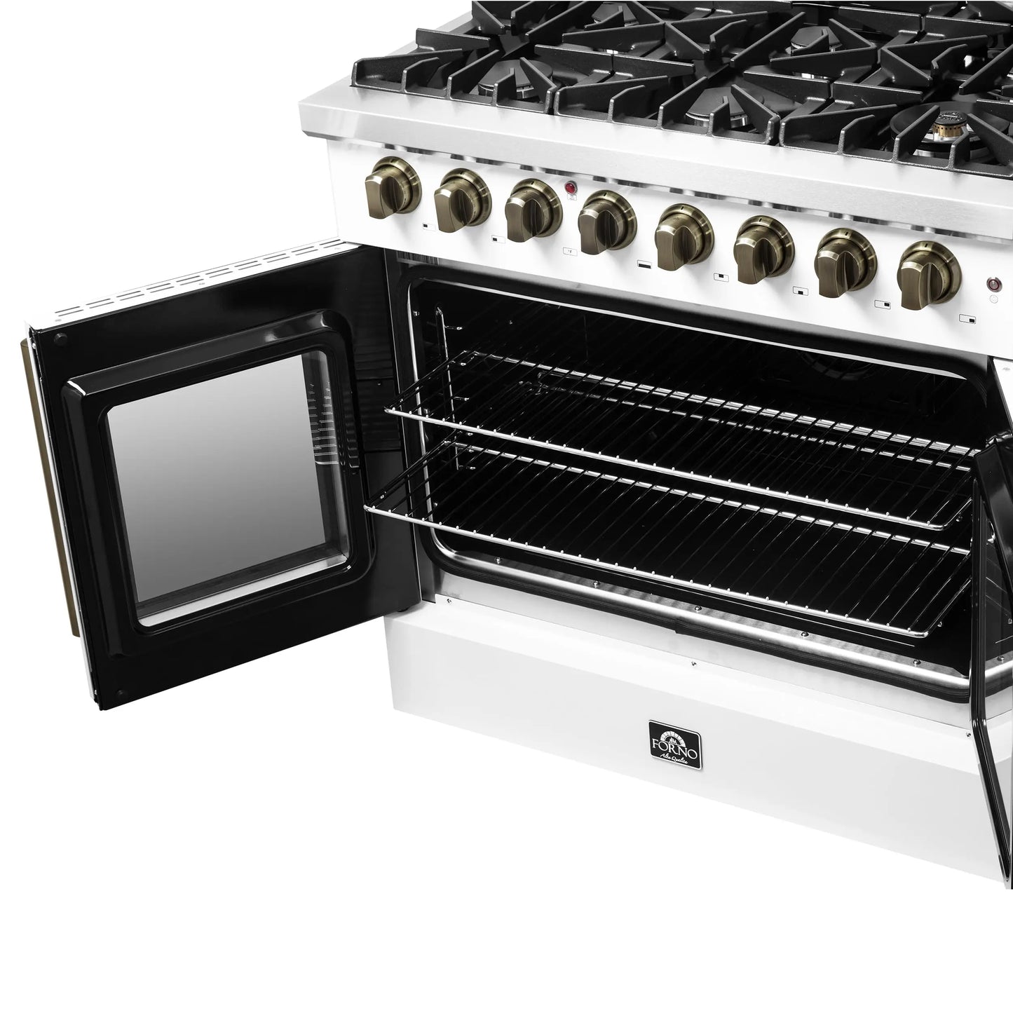 Forno Galiano 36-inch Freestanding French Door Dual Fuel Range White FORNO