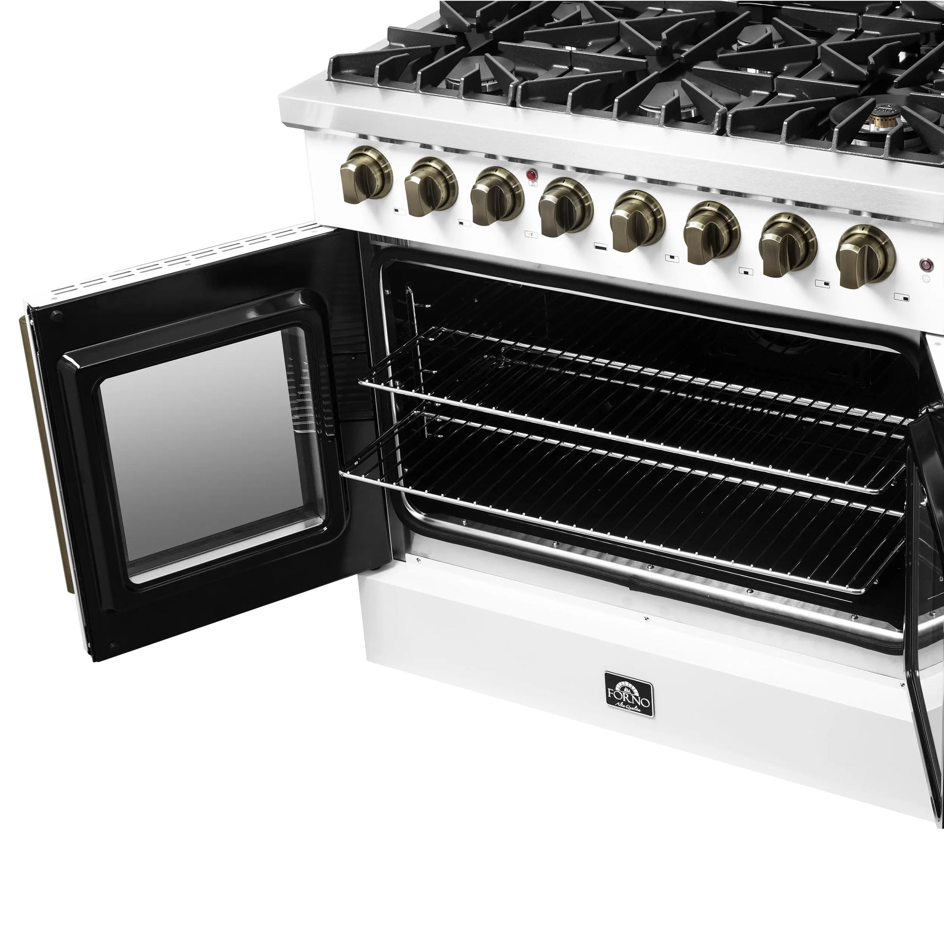 Forno Galiano 36-inch Freestanding French Door Dual Fuel Range White FORNO