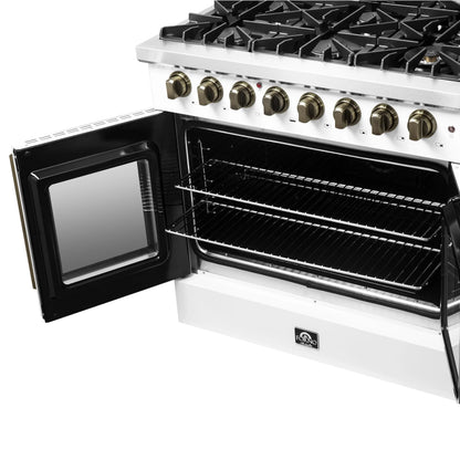 Forno Galiano 36-inch Freestanding French Door Dual Fuel Range White FORNO