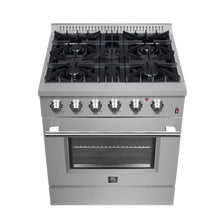 Forno Marco 30-Inch Dual Fuel Range, Stainless Steel, 4 Burners, 37,000 BTU, True Convection Oven, Energy Efficient FORNO