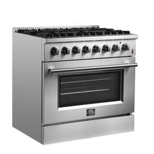 Forno Marco 36-Inch Dual Fuel Range, Stainless Steel, 6 Burners, 67,000 BTU, True Convection Oven, Energy Efficient FORNO