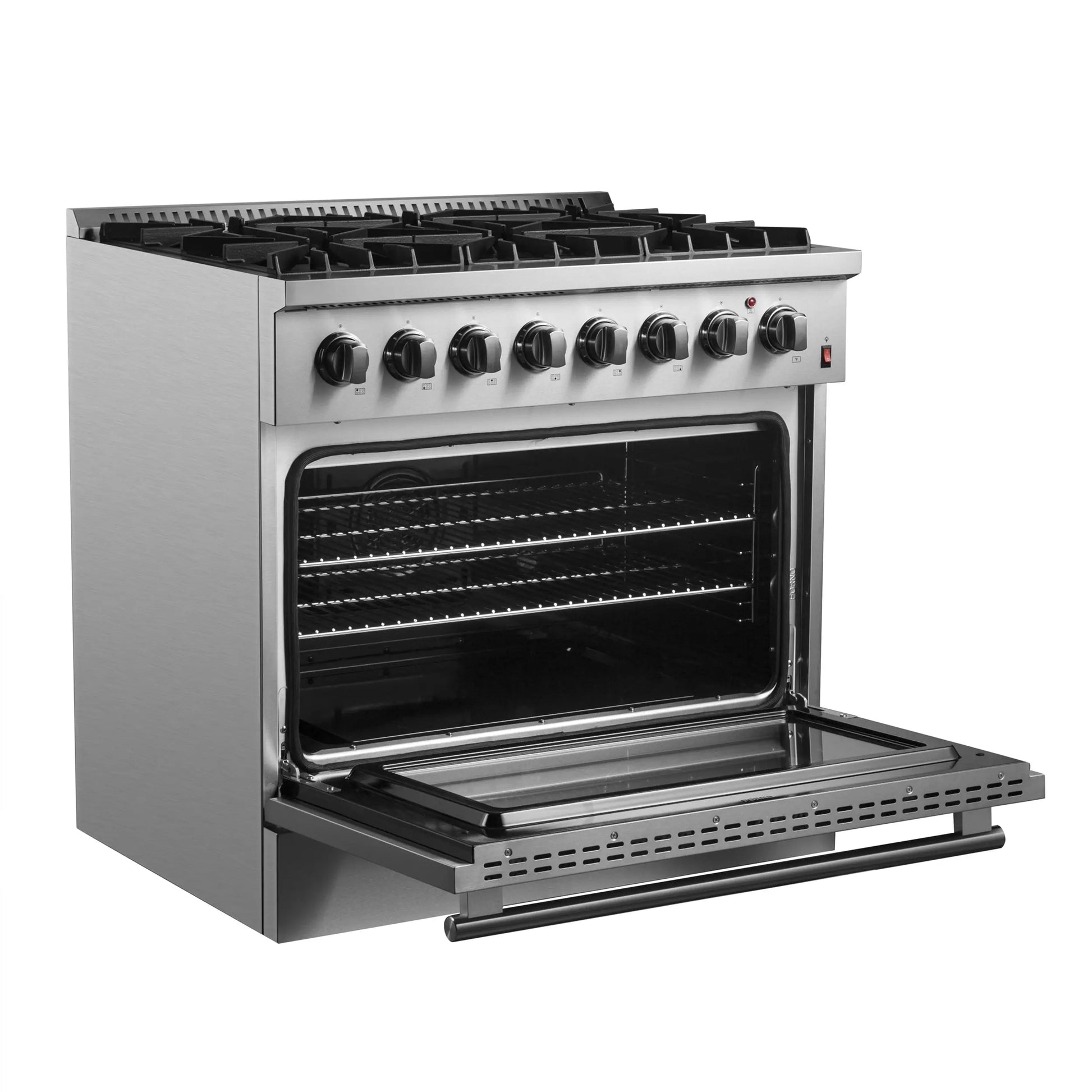 Forno Marco 36-Inch Dual Fuel Range, Stainless Steel, 6 Burners, 67,000 BTU, True Convection Oven, Energy Efficient FORNO