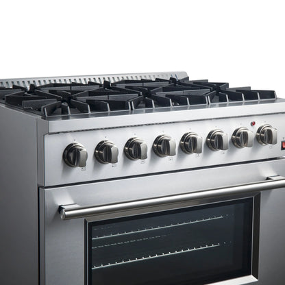 Forno Marco 36-Inch Dual Fuel Range, Stainless Steel, 6 Burners, 67,000 BTU, True Convection Oven, Energy Efficient FORNO