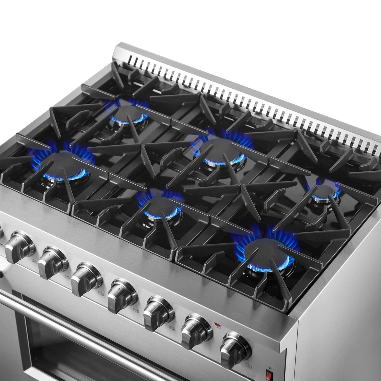 Forno Marco 36-Inch Dual Fuel Range, Stainless Steel, 6 Burners, 67,000 BTU, True Convection Oven, Energy Efficient FORNO