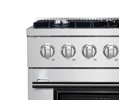Forno Marco 36-Inch Dual Fuel Range, Stainless Steel, 6 Burners, 67,000 BTU, True Convection Oven, Energy Efficient FORNO