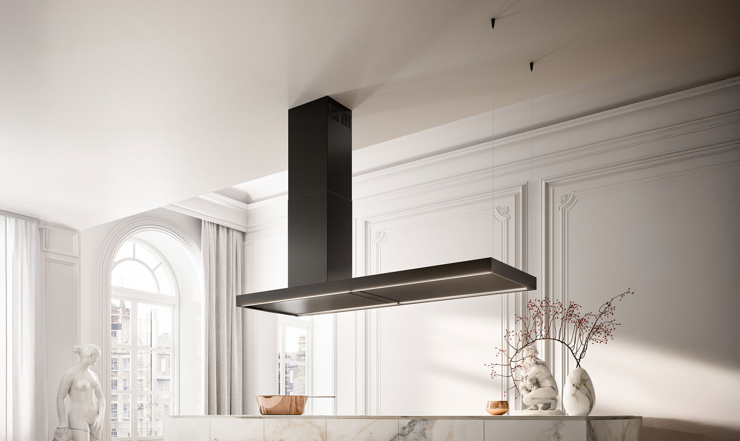 Falmec Elle 70 Inch Matte Black 500 CFM Island Range Hood FDELL70I5SS