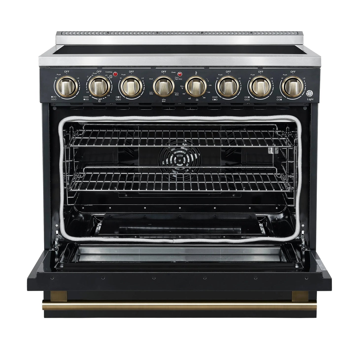 Forno Paolo 36 Inch Black Freestanding Electric Range, Stainless Steel, 5.44 cu.ft, True Convection Oven, Energy Efficient FORNO