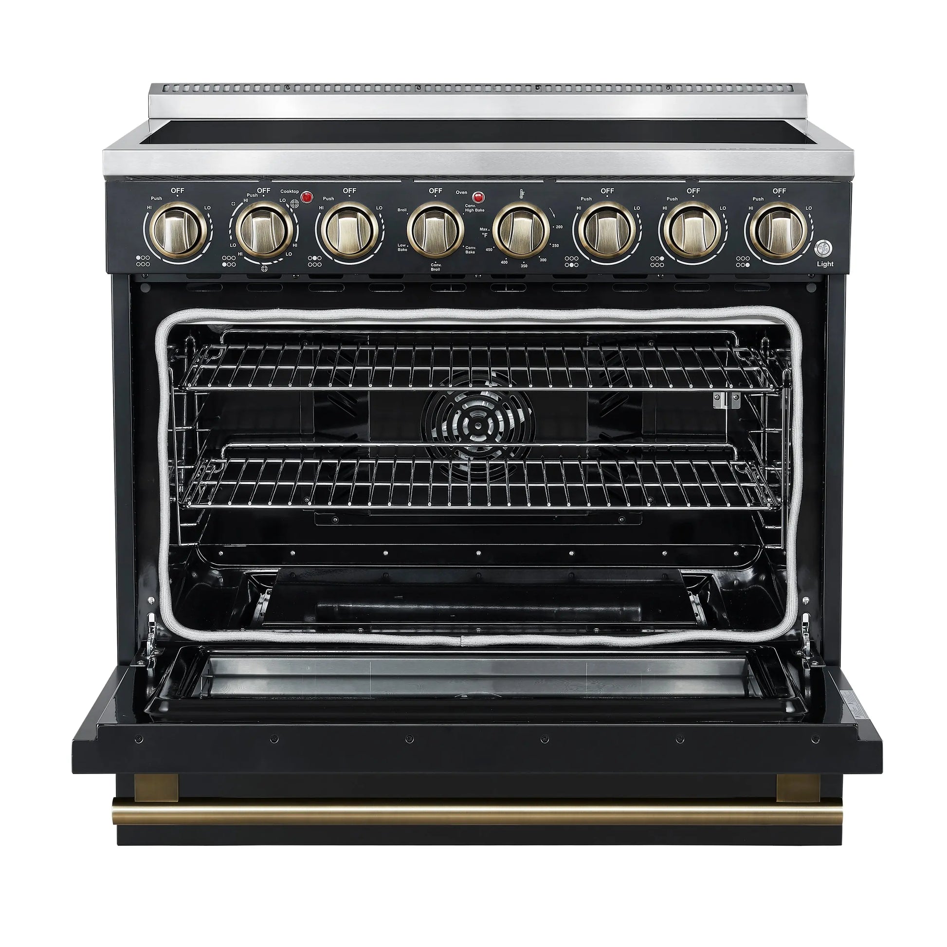 Forno Paolo 36 Inch Black Freestanding Electric Range, Stainless Steel, 5.44 cu.ft, True Convection Oven, Energy Efficient FORNO