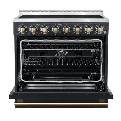 Forno Paolo 36 Inch Black Freestanding Electric Range, Stainless Steel, 5.44 cu.ft, True Convection Oven, Energy Efficient FORNO