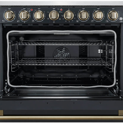 Forno Paolo 36 Inch Black Freestanding Electric Range, Stainless Steel, 5.44 cu.ft, True Convection Oven, Energy Efficient FORNO