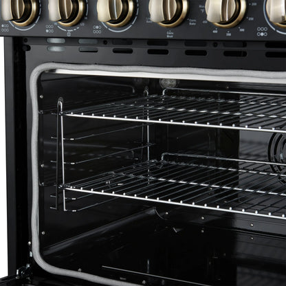 Forno Paolo 36 Inch Black Freestanding Electric Range, Stainless Steel, 5.44 cu.ft, True Convection Oven, Energy Efficient FORNO