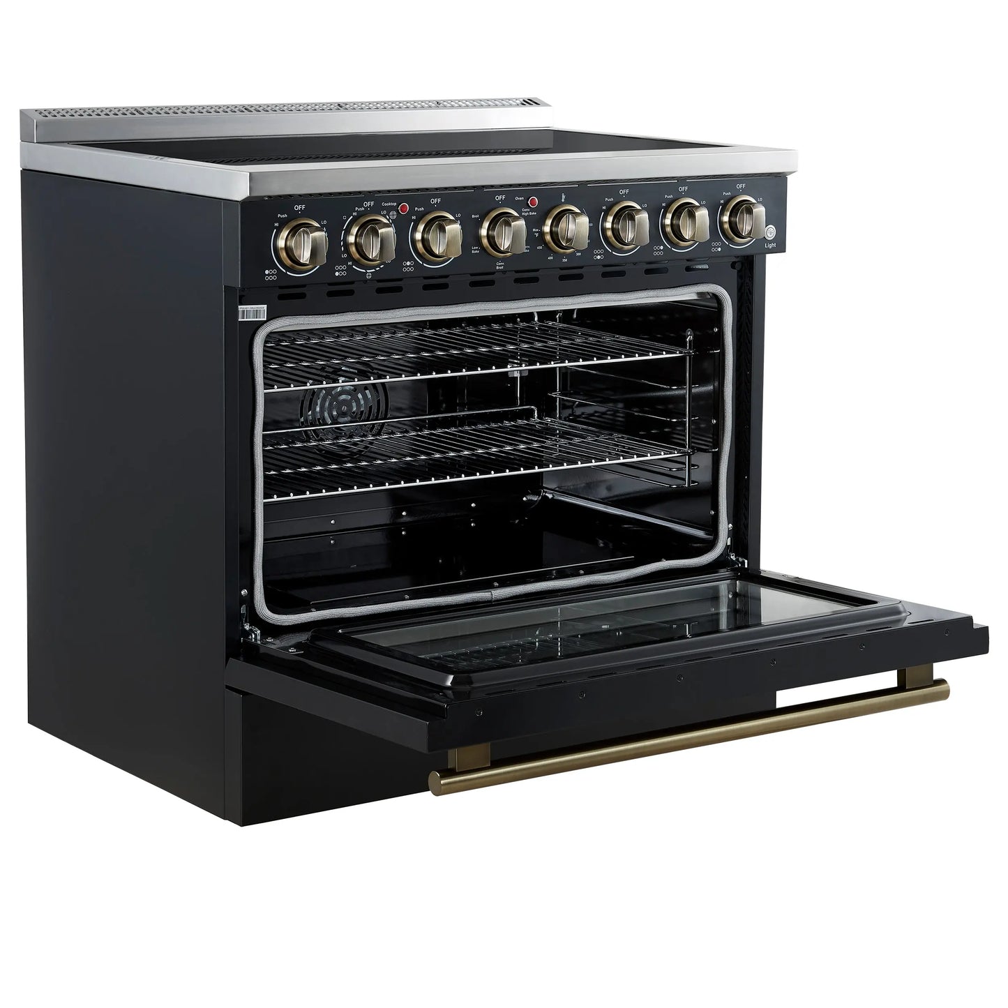 Forno Paolo 36 Inch Black Freestanding Electric Range, Stainless Steel, 5.44 cu.ft, True Convection Oven, Energy Efficient FORNO