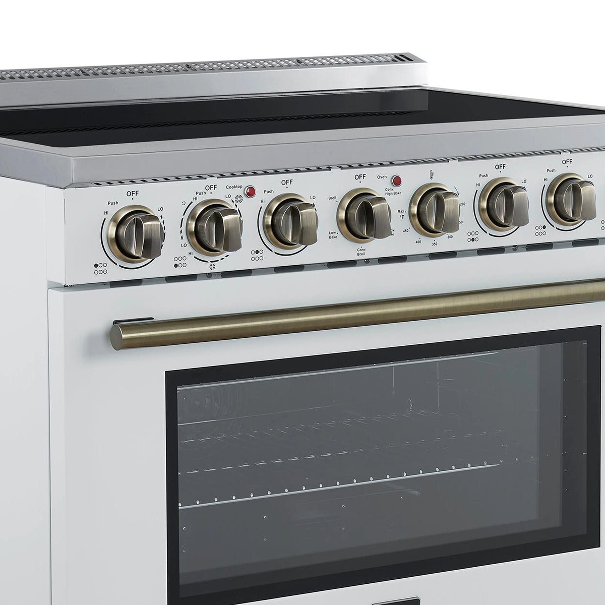 Forno Paolo 36 Inch White Freestanding Electric Range, Stainless Steel, 5.44 cu.ft, True Convection Oven, Energy Efficient FORNO