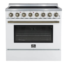 Forno Paolo 36 Inch White Freestanding Electric Range, Stainless Steel, 5.44 cu.ft, True Convection Oven, Energy Efficient FORNO