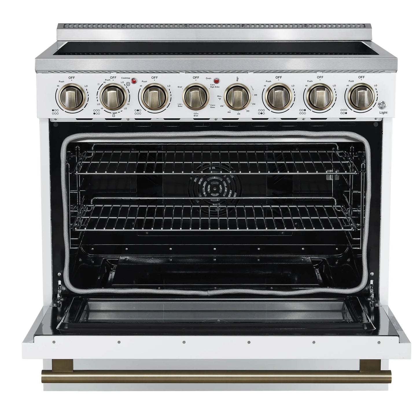 Forno Paolo 36 Inch White Freestanding Electric Range, Stainless Steel, 5.44 cu.ft, True Convection Oven, Energy Efficient FORNO