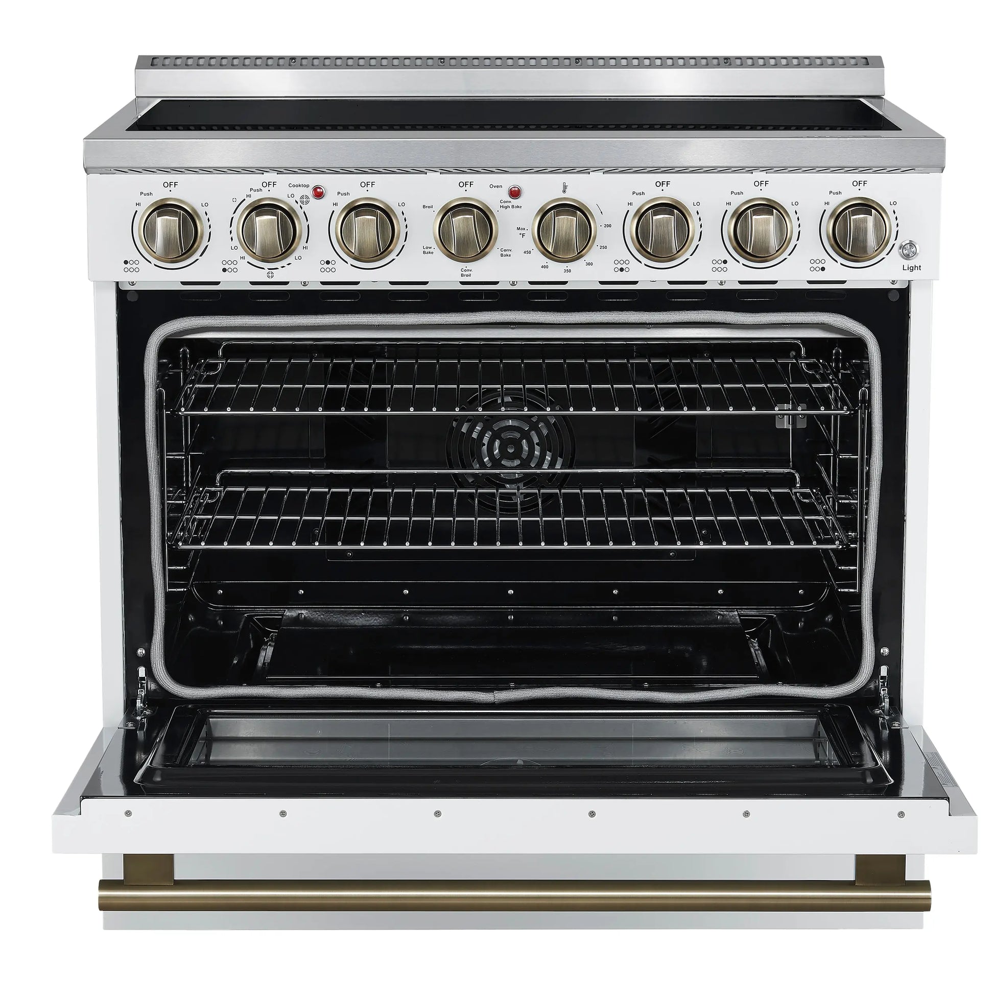 Forno Paolo 36 Inch White Freestanding Electric Range, Stainless Steel, 5.44 cu.ft, True Convection Oven, Energy Efficient FORNO