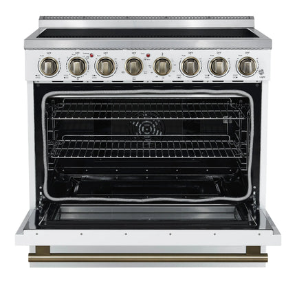 Forno Paolo 36 Inch White Freestanding Electric Range, Stainless Steel, 5.44 cu.ft, True Convection Oven, Energy Efficient FORNO