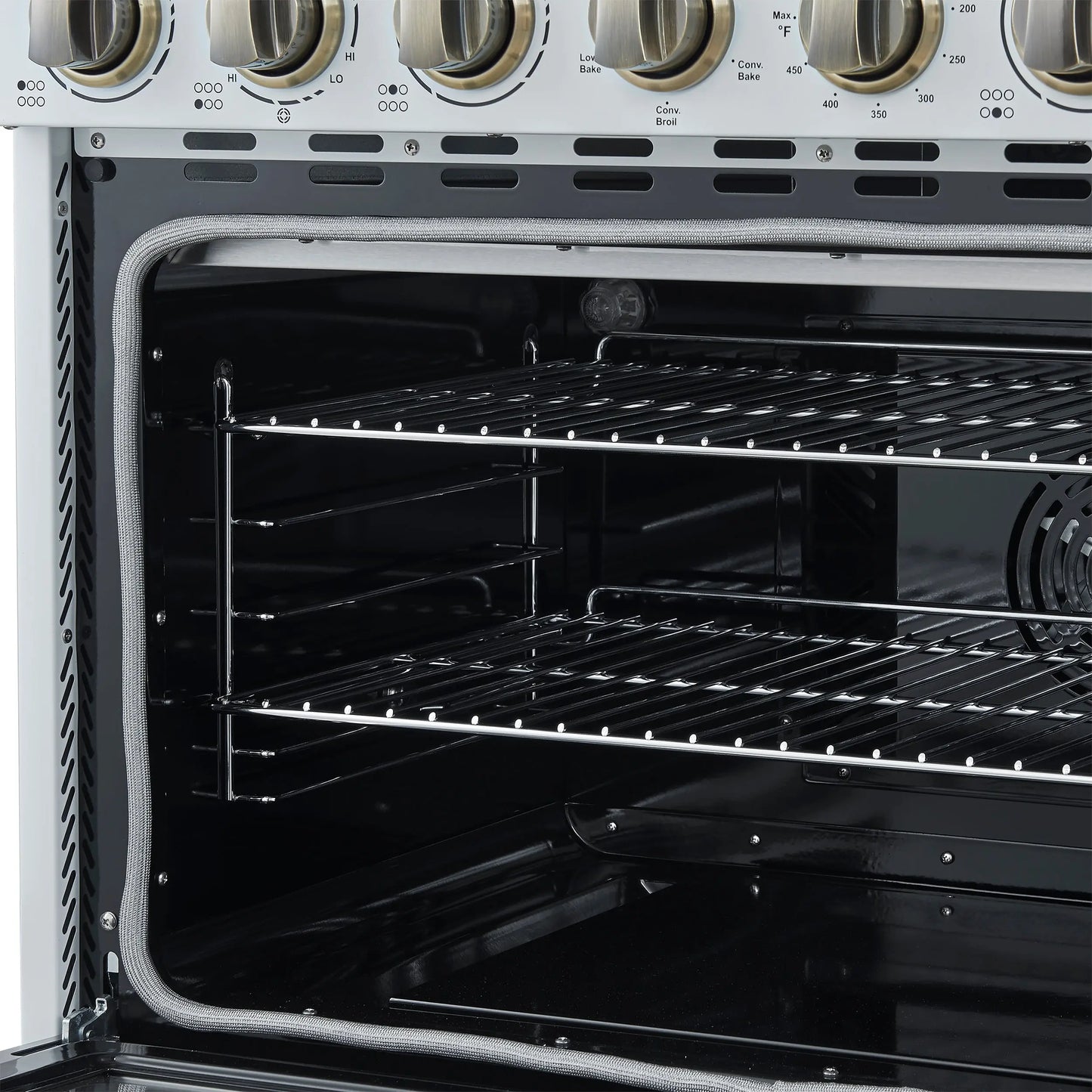 Forno Paolo 36 Inch White Freestanding Electric Range, Stainless Steel, 5.44 cu.ft, True Convection Oven, Energy Efficient FORNO