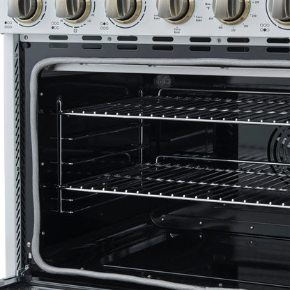 Forno Paolo 36 Inch White Freestanding Electric Range, Stainless Steel, 5.44 cu.ft, True Convection Oven, Energy Efficient FORNO