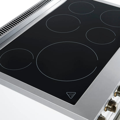 Forno Paolo 36 Inch White Freestanding Electric Range, Stainless Steel, 5.44 cu.ft, True Convection Oven, Energy Efficient FORNO
