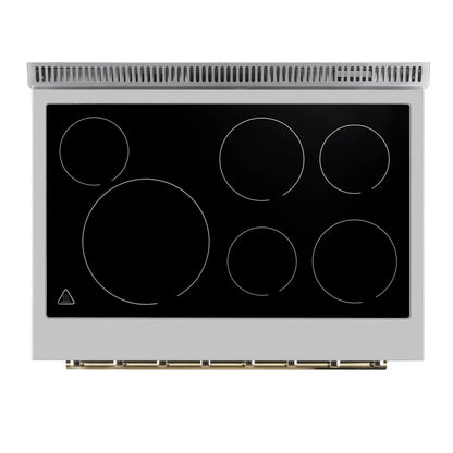 Forno Paolo 36 Inch White Freestanding Electric Range, Stainless Steel, 5.44 cu.ft, True Convection Oven, Energy Efficient FORNO