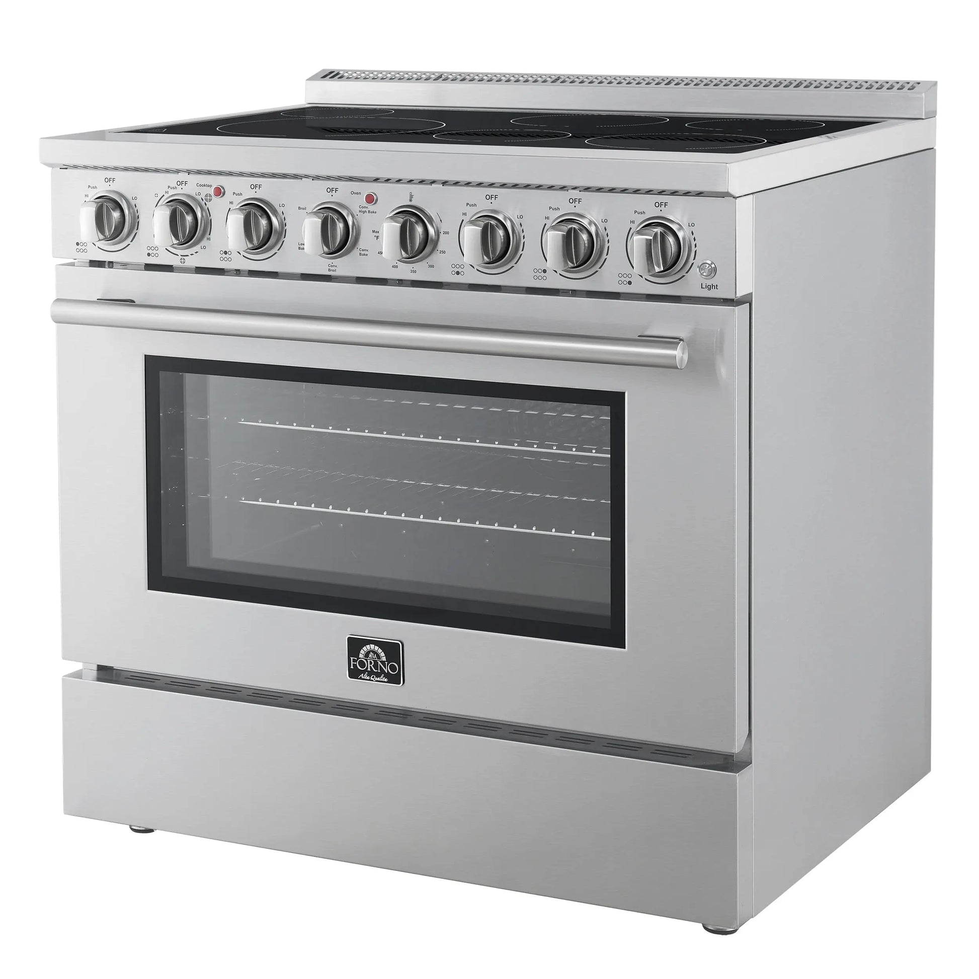 Forno Paolo 36 Inch Freestanding Electric Range, Stainless Steel, 5.44 cu.ft, True Convection Oven, Energy Efficient FORNO