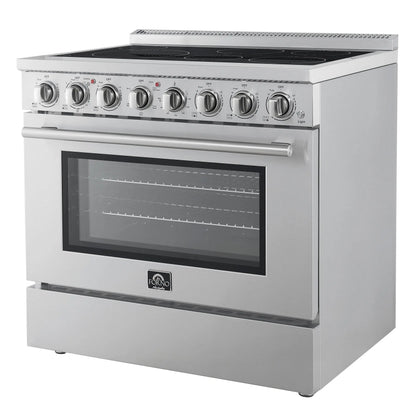 Forno Paolo 36 Inch Freestanding Electric Range, Stainless Steel, 5.44 cu.ft, True Convection Oven, Energy Efficient FORNO