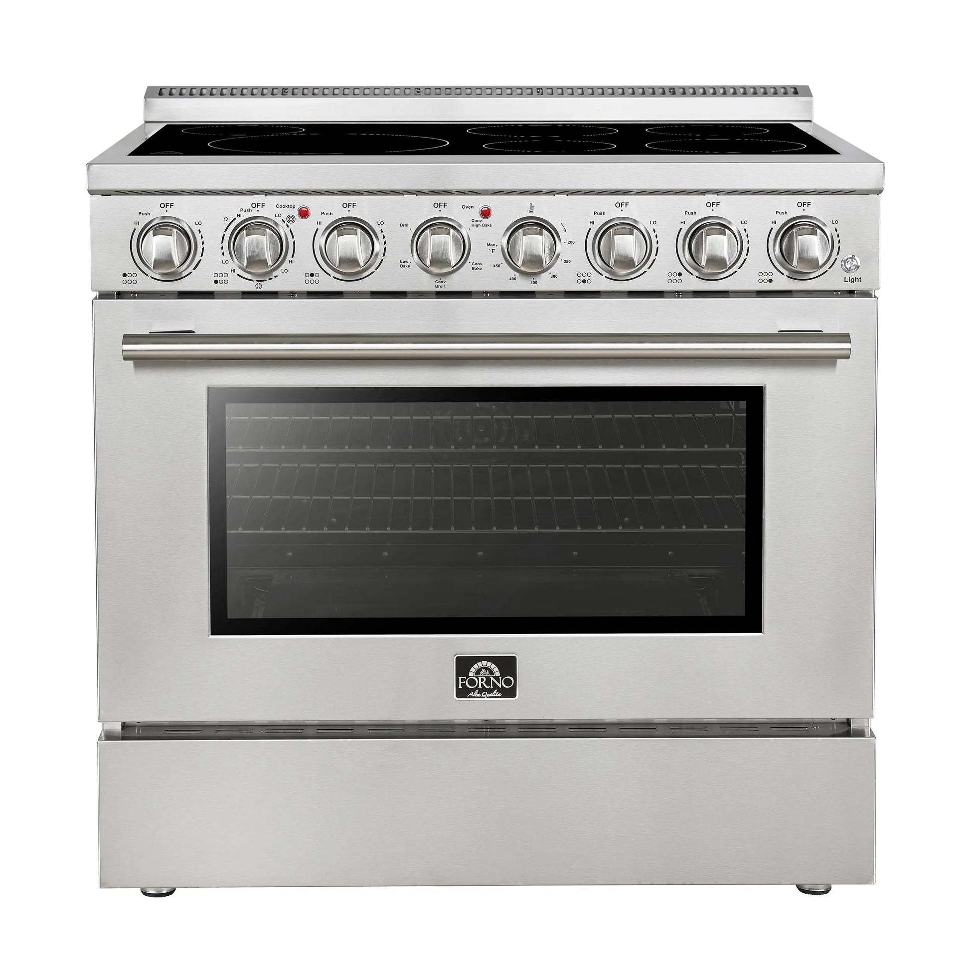 Forno Paolo 36 Inch Freestanding Electric Range, Stainless Steel, 5.44 cu.ft, True Convection Oven, Energy Efficient FORNO