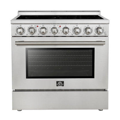 Forno Paolo 36 Inch Freestanding Electric Range, Stainless Steel, 5.44 cu.ft, True Convection Oven, Energy Efficient FORNO