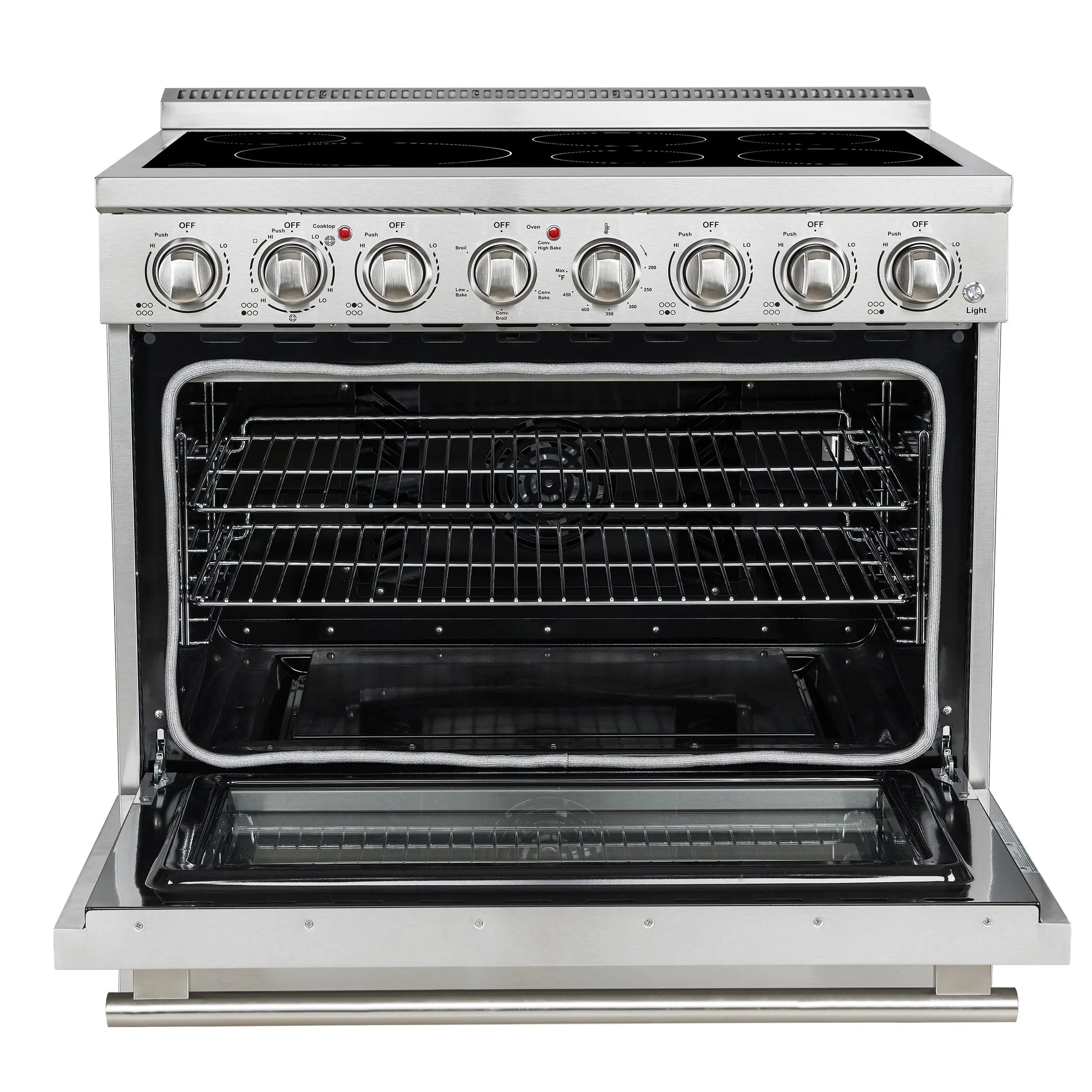 Forno Paolo 36 Inch Freestanding Electric Range, Stainless Steel, 5.44 cu.ft, True Convection Oven, Energy Efficient FORNO