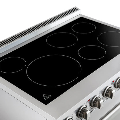 Forno Paolo 36 Inch Freestanding Electric Range, Stainless Steel, 5.44 cu.ft, True Convection Oven, Energy Efficient FORNO