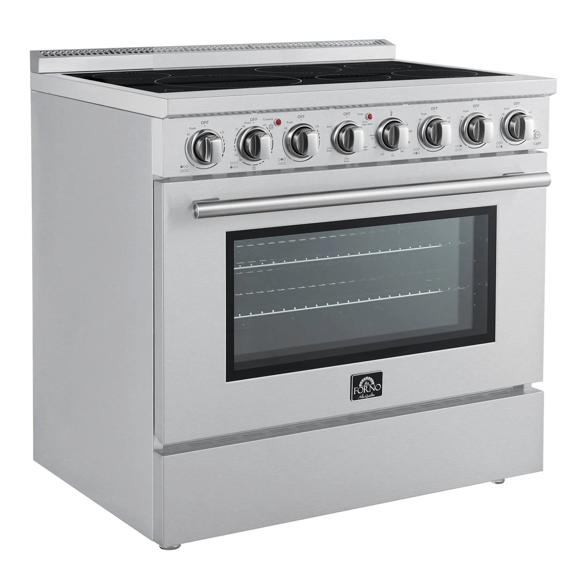Forno Paolo 36 Inch Freestanding Electric Range, Stainless Steel, 5.44 cu.ft, True Convection Oven, Energy Efficient FORNO