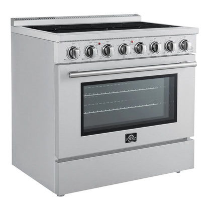 Forno Paolo 36 Inch Freestanding Electric Range, Stainless Steel, 5.44 cu.ft, True Convection Oven, Energy Efficient FORNO