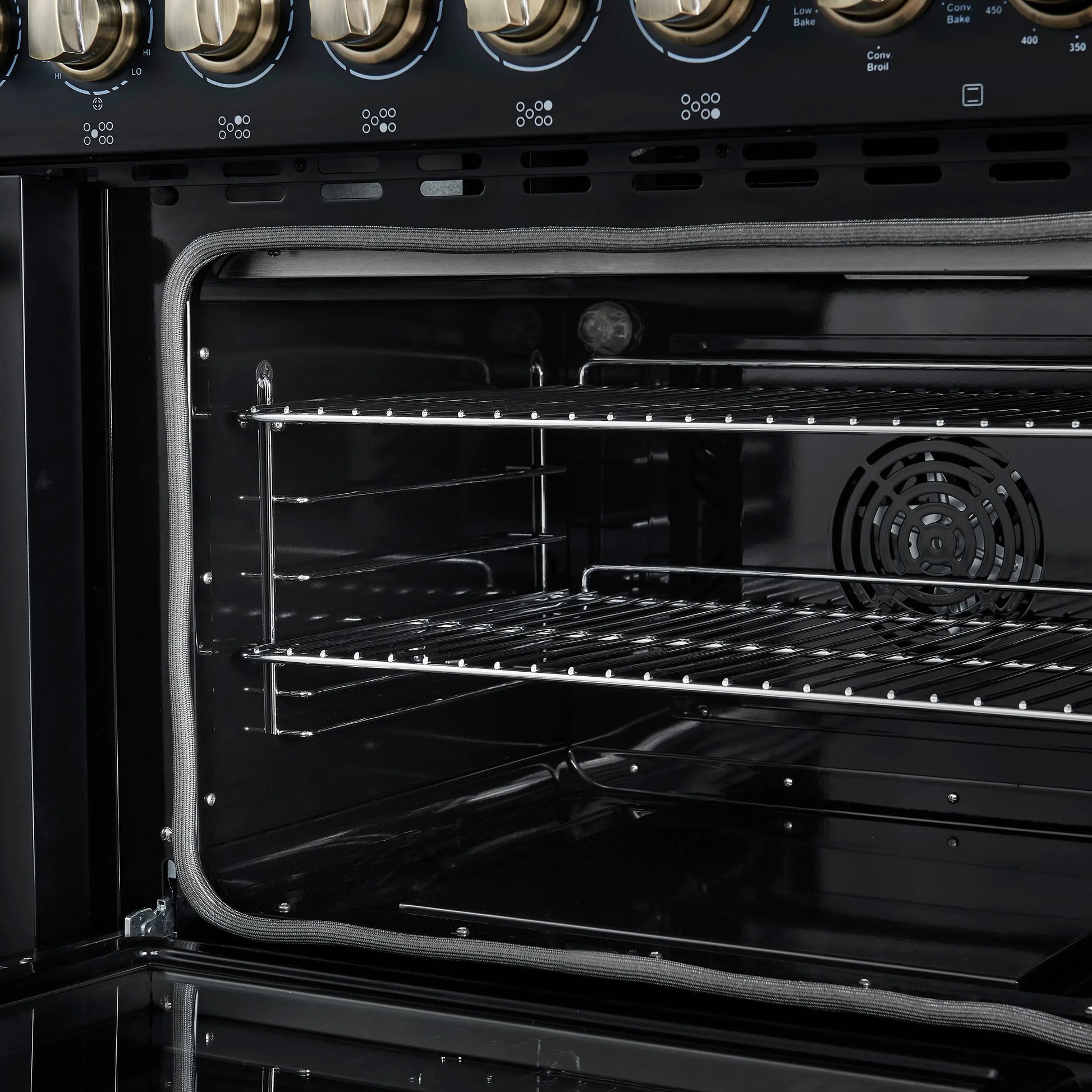 Forno Paolo 48 Inch Freestanding Electric Range in Black with Antique Brass, 6.7 cu.ft, True Convection Oven, Energy Efficient FORNO