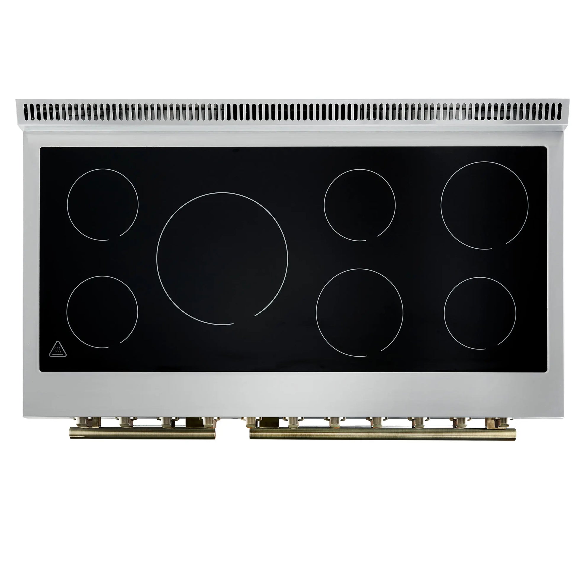 Forno Paolo 48 Inch Freestanding Electric Range in White with Antique Brass, 6.7 cu.ft, True Convection Oven, Energy Efficient FORNO
