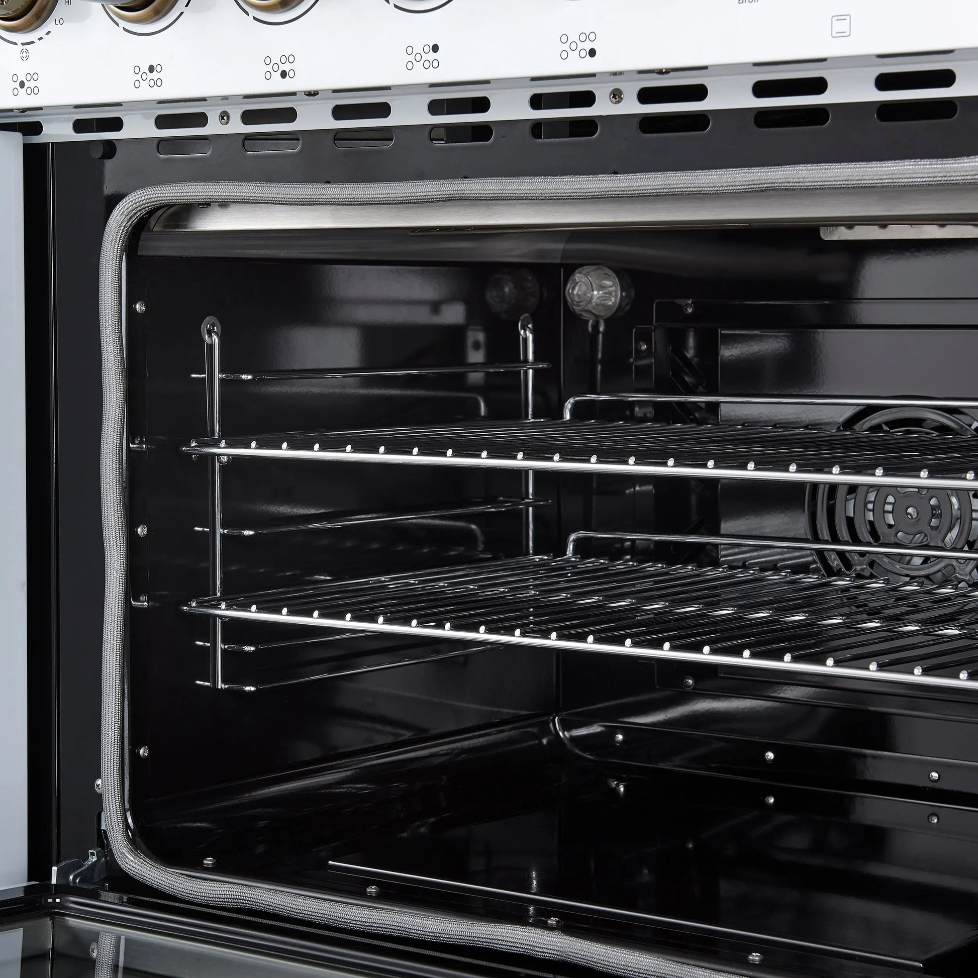Forno Paolo 48 Inch Freestanding Electric Range in White with Antique Brass, 6.7 cu.ft, True Convection Oven, Energy Efficient FORNO