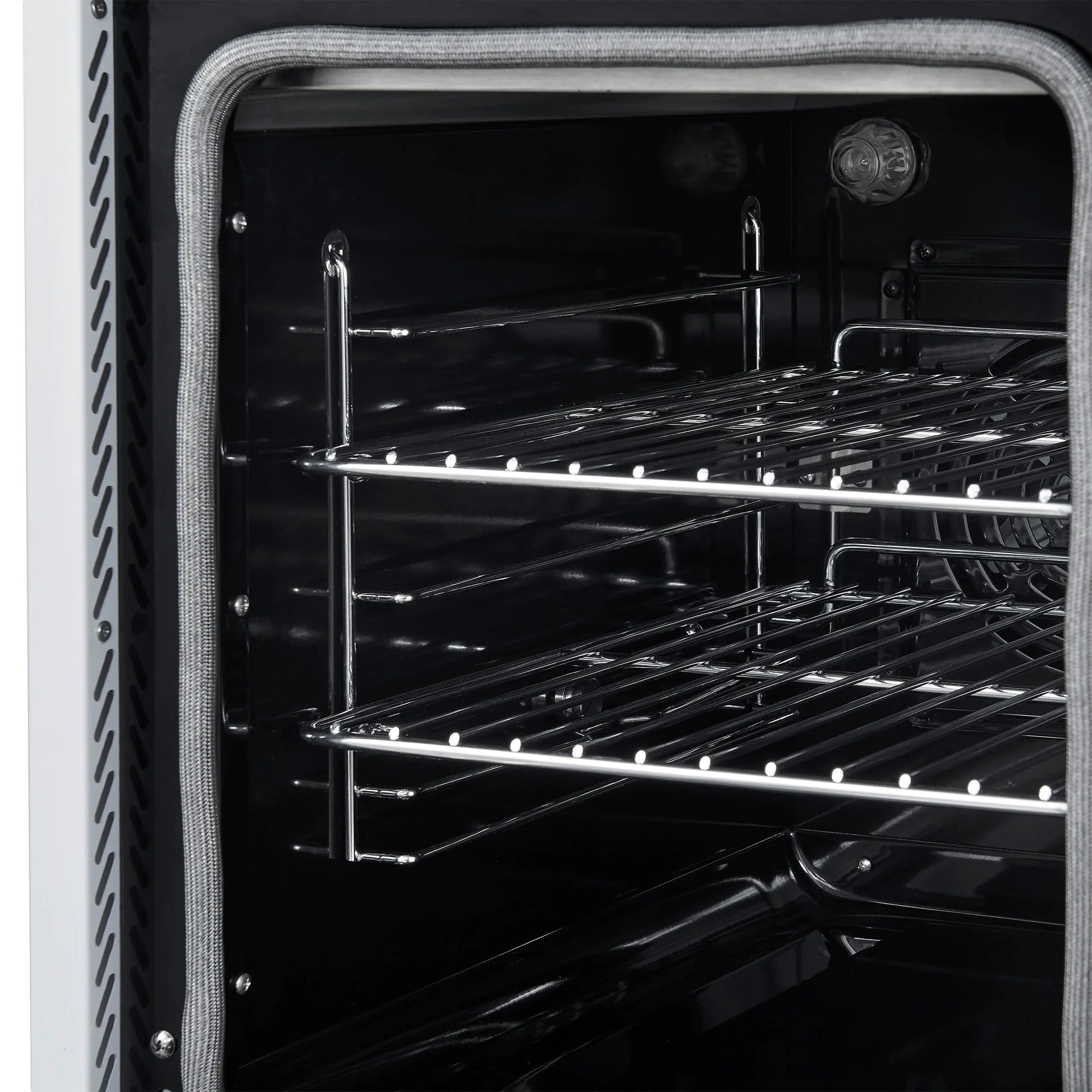 Forno Paolo 48 Inch Freestanding Electric Range in White with Antique Brass, 6.7 cu.ft, True Convection Oven, Energy Efficient FORNO