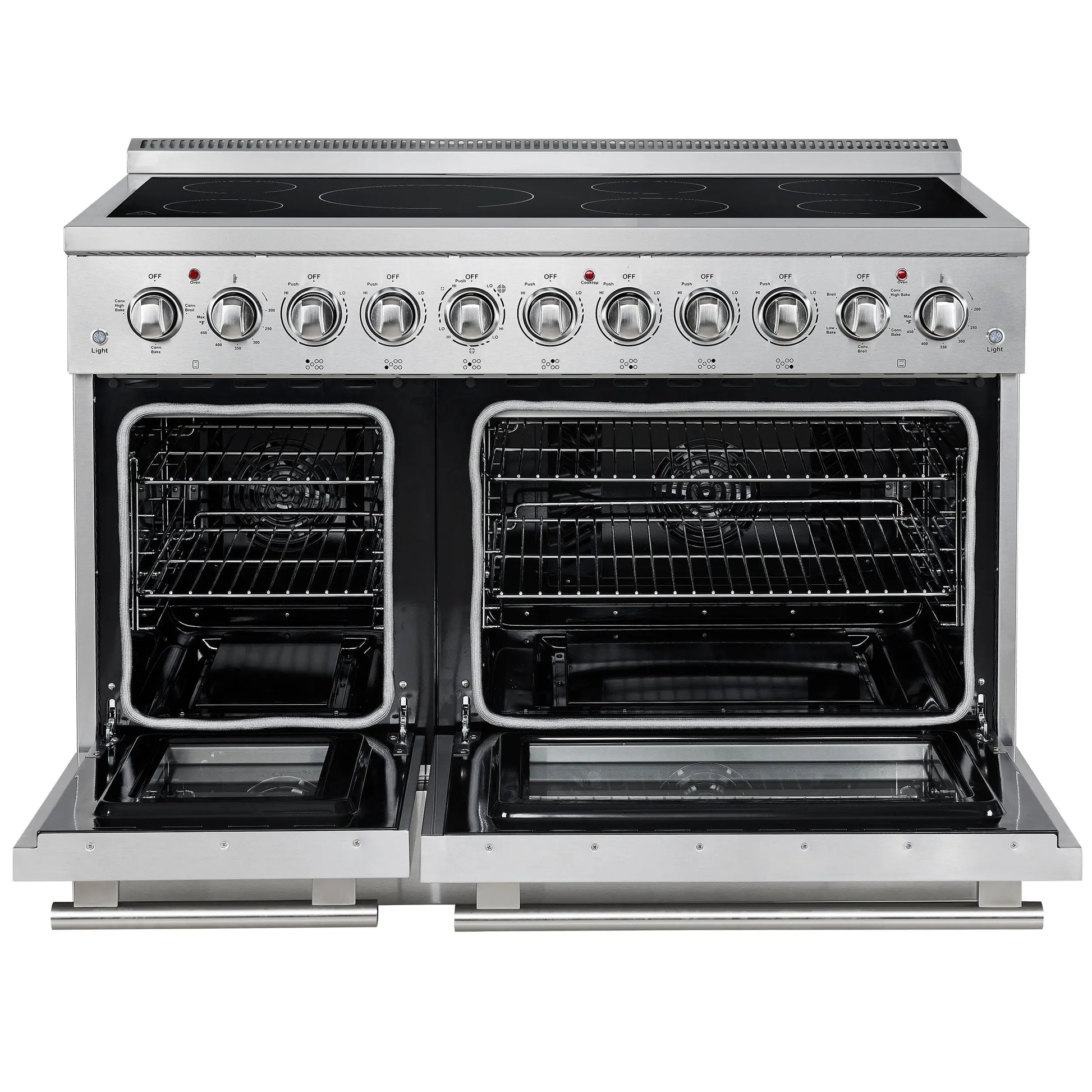 Forno Paolo 48 Inch Freestanding Electric Range, Stainless Steel, 6.7 cu.ft, True Convection Oven, Energy Efficient FORNO