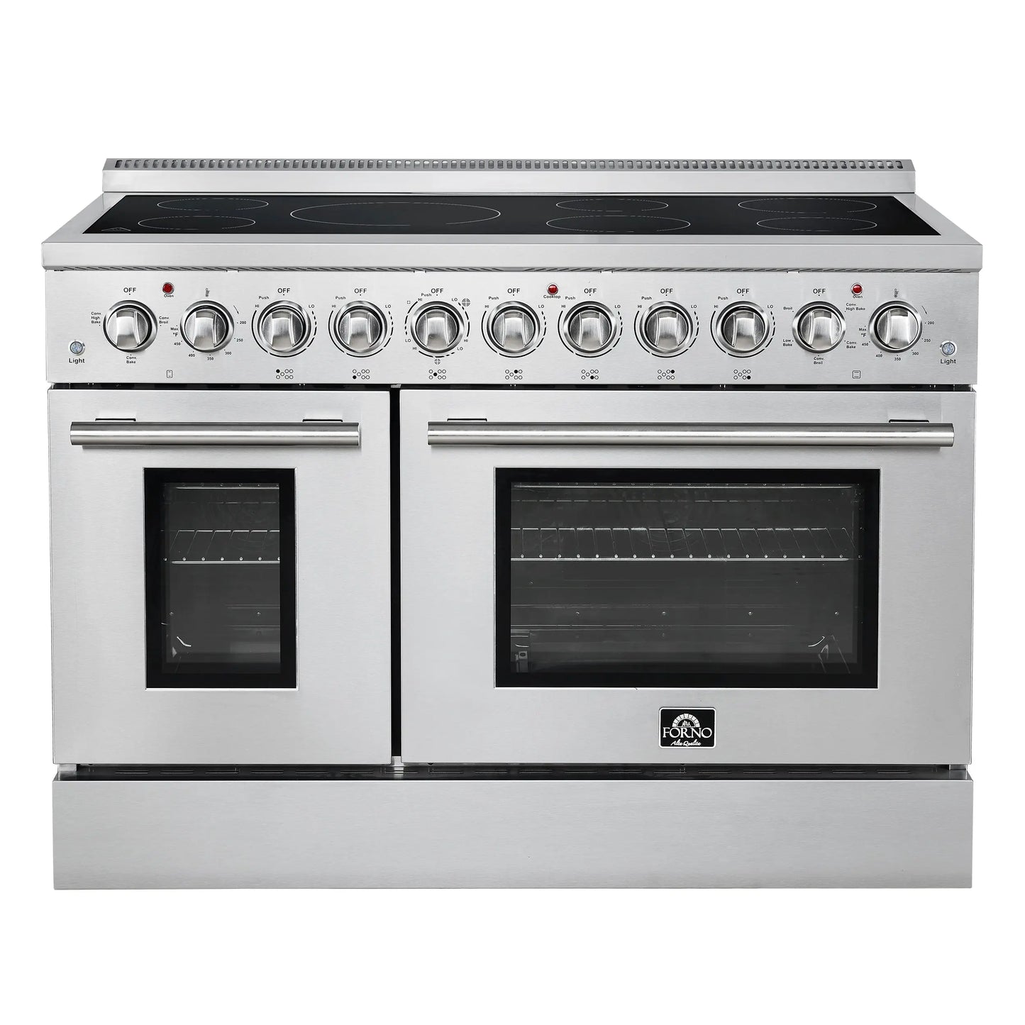 Forno Paolo 48 Inch Freestanding Electric Range, Stainless Steel, 6.7 cu.ft, True Convection Oven, Energy Efficient FORNO