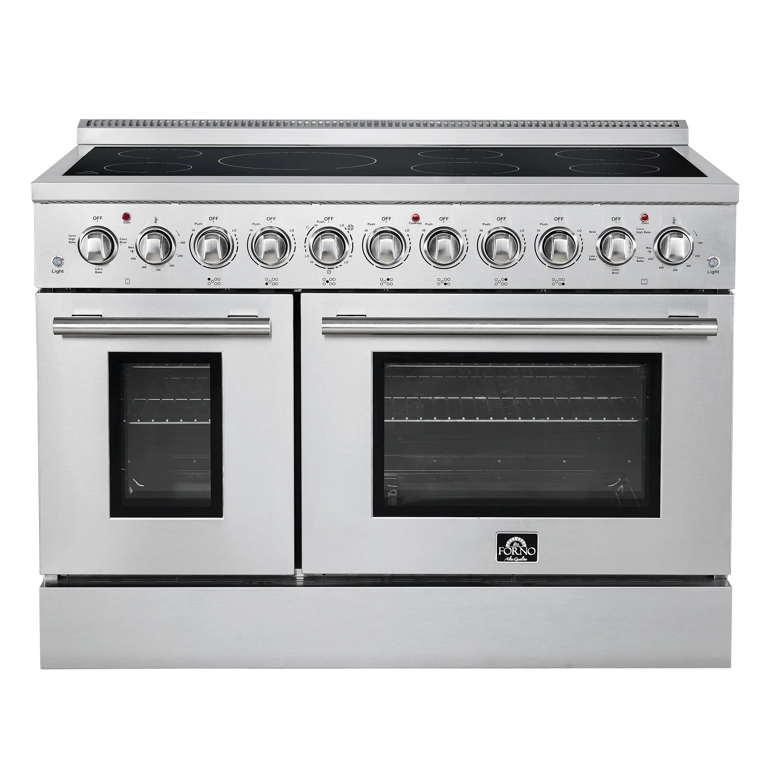 Forno Paolo 48 Inch Freestanding Electric Range, Stainless Steel, 6.7 cu.ft, True Convection Oven, Energy Efficient FORNO