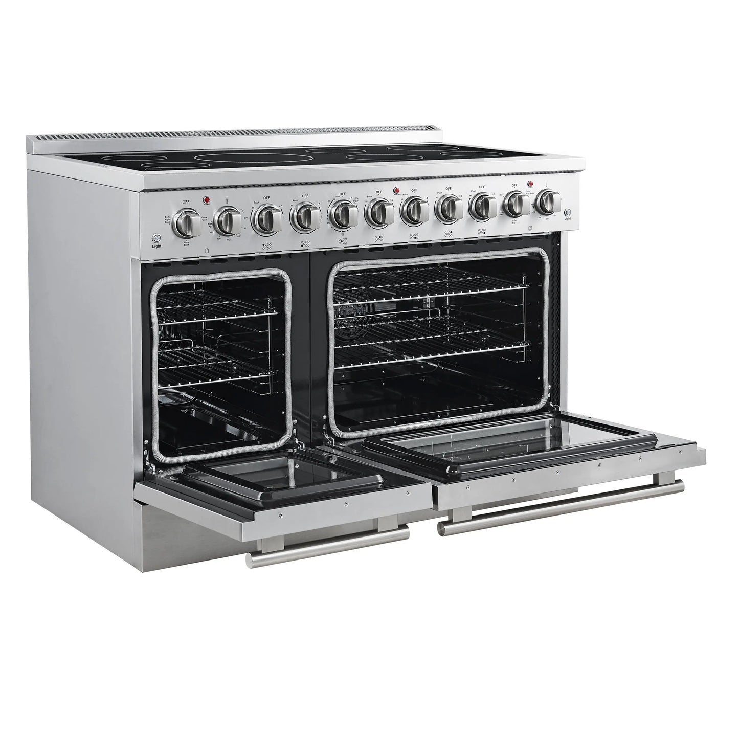 Forno Paolo 48 Inch Freestanding Electric Range, Stainless Steel, 6.7 cu.ft, True Convection Oven, Energy Efficient FORNO