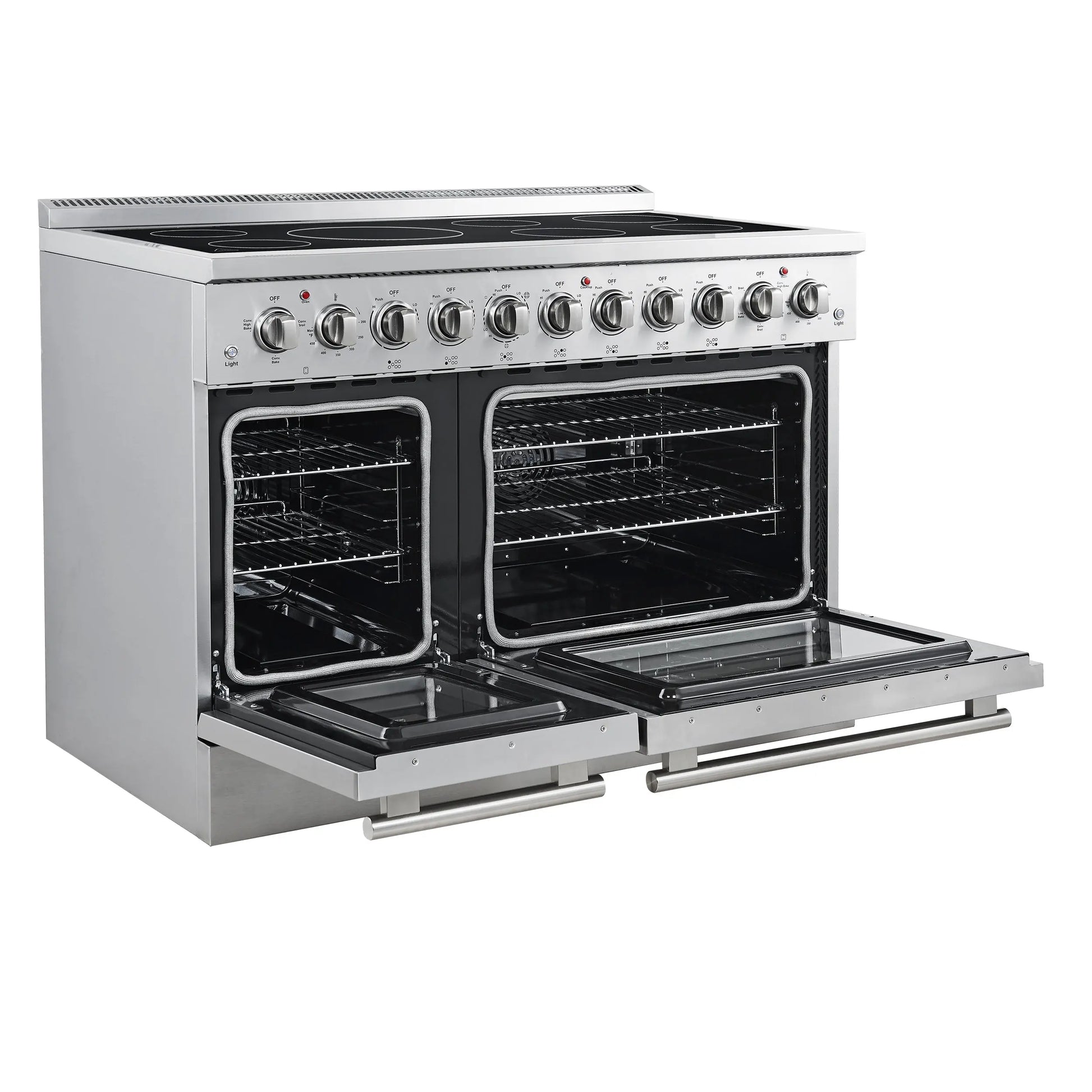 Forno Paolo 48 Inch Freestanding Electric Range, Stainless Steel, 6.7 cu.ft, True Convection Oven, Energy Efficient FORNO